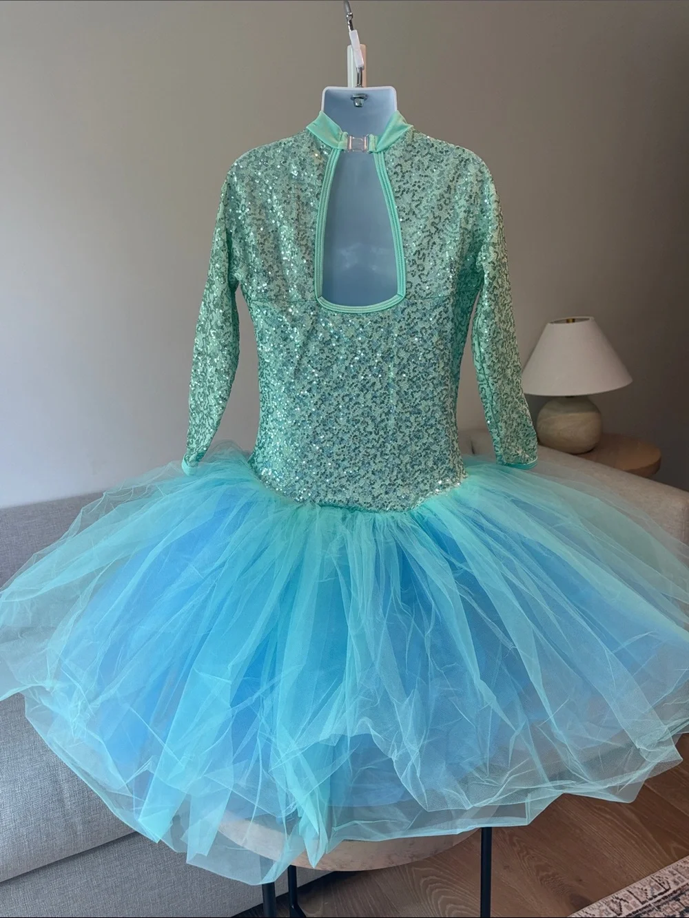 Girls Sequin Aqua Tulle Ballet Costume Dress
